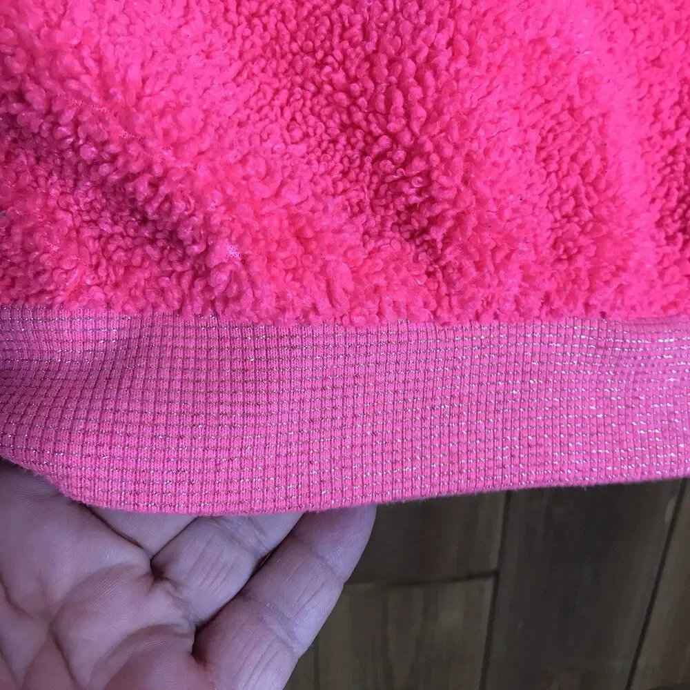 Cat & Jack Kids Girls S (6/6X) Fushia Pink Sherpa Fleece Full Zip Bomber Jacket